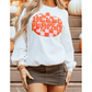 White Terry Halloween Pumpkin Patched Pattern Pullover Sweatshirt