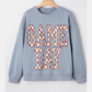 Grey GAME DAY Checkered Letter Graphic Oversize Sweatshirt