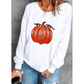 White Sequin Pumpkin Patched Casual Pullover Graphic Sweatshirt