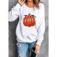 White Sequin Pumpkin Patched Casual Pullover Graphic Sweatshirt