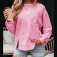Grace Bonbon Lace Insert Bow Embroidered Exposed Seam Sweatshirt