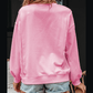Grace Bonbon Lace Insert Bow Embroidered Exposed Seam Sweatshirt
