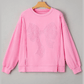 Grace Bonbon Lace Insert Bow Embroidered Exposed Seam Sweatshirt