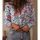Chancie Pink Floral Print Lace Detail Button-up Long Sleeve Shirt