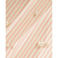 Kandy Pink Stripe Bow Knot Cuff Pearl Embellished Puff Sleeve V Neck Blouse