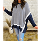 Zamira Blue Stripe Color Block Patchwork Dolman Oversize Tunic Sweater