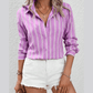 Lory Purple Button Front Long Sleeve Blouse