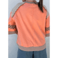 Karalee Grapefruit Orange Plaid Waffle Flower Patchwork Bracelet Sleeve Top