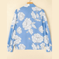 RTS Sky Blue Floral Print Button Up Pleated Detail Puff Sleeve Shirt