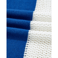 Lexia Blue Stripe Colorblock Polo Collar Eyelet Crochet Knitted Sweater
