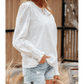 Meryl White Eyelet Embroidered Smocked Cuff Sheer Blouse