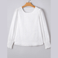 Meryl White Eyelet Embroidered Smocked Cuff Sheer Blouse
