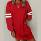 Red Varsity Contrast Banded Sleeve Shift Sweatshirt Dress