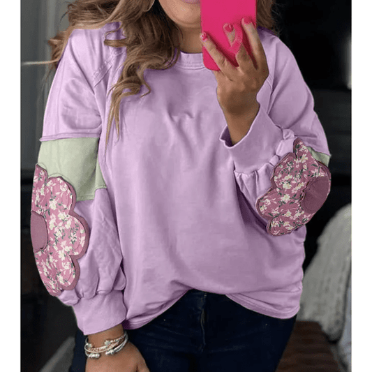 Eudora Flower Patch Colorblock PLUS SIZE Pullover Top