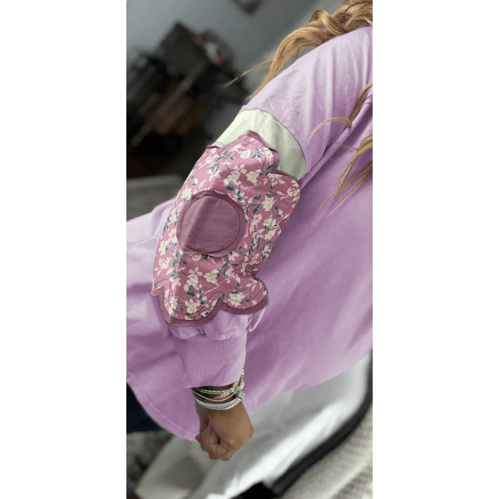 Eudora Flower Patch Colorblock PLUS SIZE Pullover Top