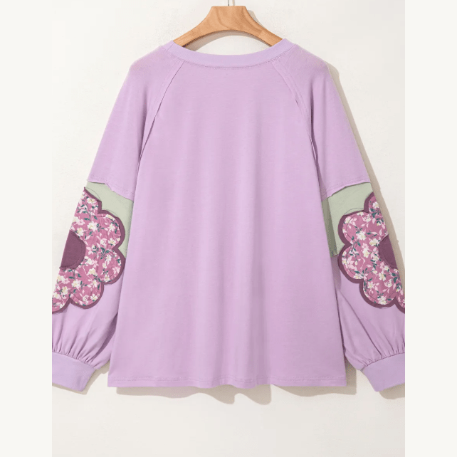 Eudora Flower Patch Colorblock PLUS SIZE Pullover Top
