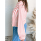 RTS Emilia Pink Stripe Textured Contrast Dropped Long Sleeve Top