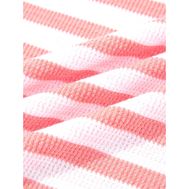 RTS Emilia Pink Stripe Textured Contrast Dropped Long Sleeve Top