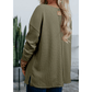 RTS Vineyard Green Color Block Waffle Textured Tunic Henley Top with Slits