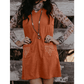 Charlotte Gold Flame Corduroy Western Embroidered Patched Pocket Shift Sleeveless Mini Dress