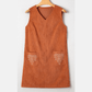 Charlotte Gold Flame Corduroy Western Embroidered Patched Pocket Shift Sleeveless Mini Dress