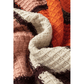 Eryn Orange Color Block Waffle Knit Drawstring Mock Neck Sweater