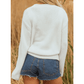 White Embroidered Bow Boots Graphic Drop Shoulder Sweater