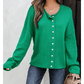 Flora Bright Green Knit Button Drop Shoulder Sweater Cardigan