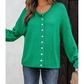 Flora Bright Green Knit Button Drop Shoulder Sweater Cardigan