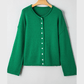 Flora Bright Green Knit Button Drop Shoulder Sweater Cardigan