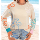 Heidi Flower Detail Colorblock Cuffed Loose Sweater