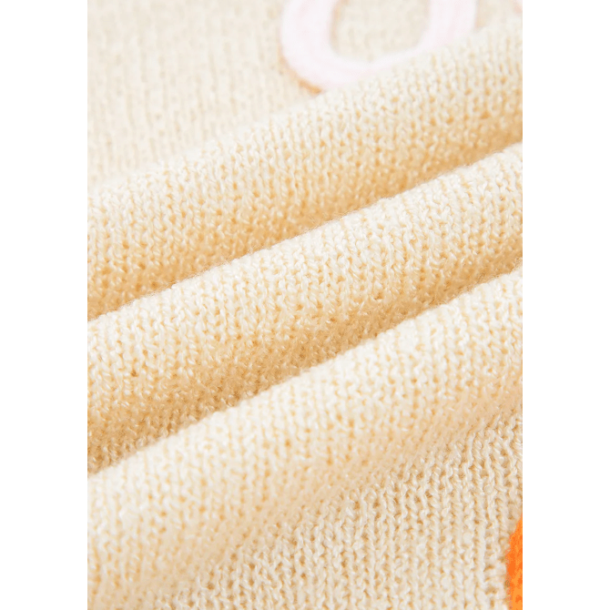 Heidi Flower Detail Colorblock Cuffed Loose Sweater