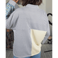 Ivy Beige Floral Striped Drop Sleeve Collared Boxy Fit Sweatshirt