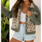 Josie Sage Green Ribbed Retro Floral Patchwork Shirt Style Jacket