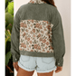 Josie Sage Green Ribbed Retro Floral Patchwork Shirt Style Jacket