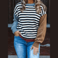 Philippa Striped Panels Colorblock Sleeve Chic Sweater