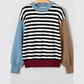 Philippa Striped Panels Colorblock Sleeve Chic Sweater