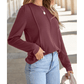 Farzana Red Dahlia Exposed Seam Crew Neck Long Sleeve Top