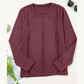 Farzana Red Dahlia Exposed Seam Crew Neck Long Sleeve Top