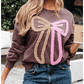 Kitty Terry Bow Pattern Drop Shoulder Sweatshirt
