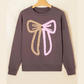 Kitty Terry Bow Pattern Drop Shoulder Sweatshirt