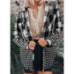 Leila Black Double Plaid Patchwork Drawstring Hooded Shacket
