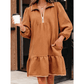 Ophelia Desert Gold Quarter Zip Collar Bracelet Sleeve Textured Mini Dress
