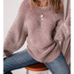 Cari Red Striped Print Ribbed Knit Boat Neck Baggy Sweater