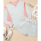 Cari Light Grey Color Block Raw Hem Pullover and Casual Shorts Set