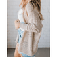 Briella Khaki Mix Pattern Hollowed Knit Open Front Cardigan