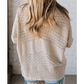 Briella Khaki Mix Pattern Hollowed Knit Open Front Cardigan