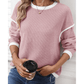 Dayten Pink Contrast Color Trim Knit Drop Shoulder Loose Top
