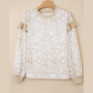 Kaydee Khaki Leopard Ruffle Detail Ribbed Trim Round Neck Sweatshirt