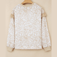 Kaydee Khaki Leopard Ruffle Detail Ribbed Trim Round Neck Sweatshirt